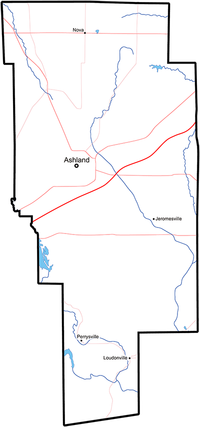 image of Ashland County, Ohio map