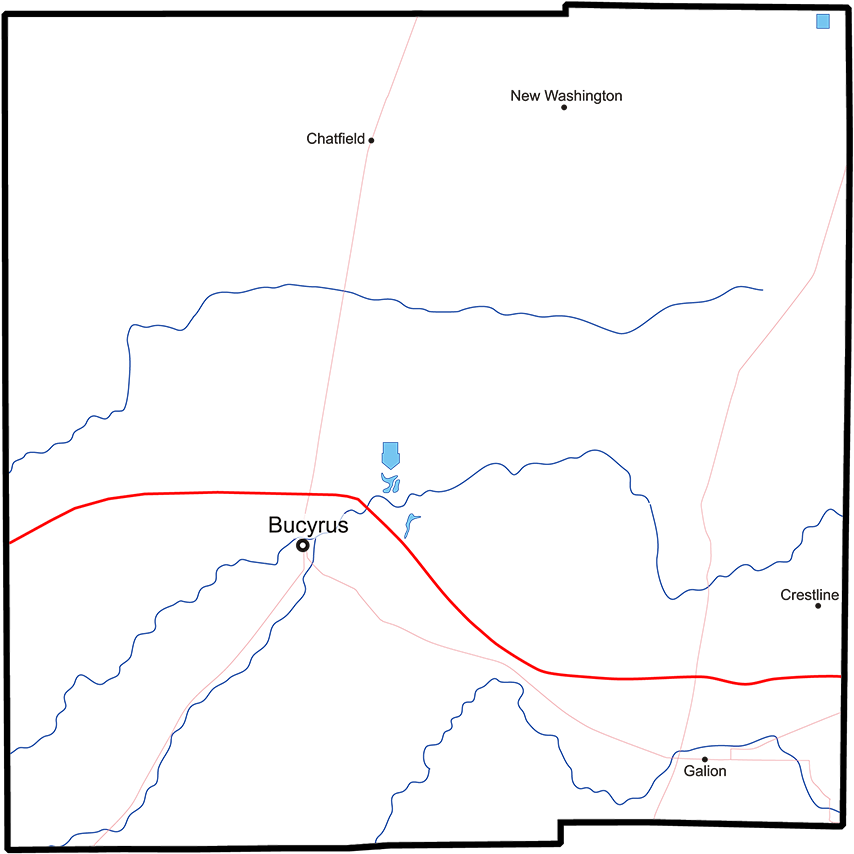 image of Crawford County, Ohio map