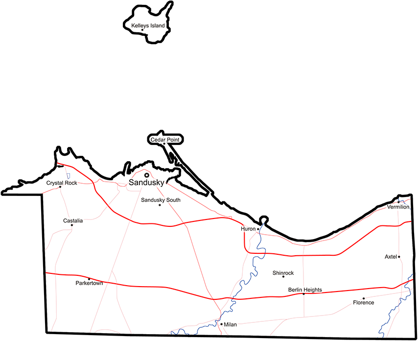 image of Erie County, Ohio map
