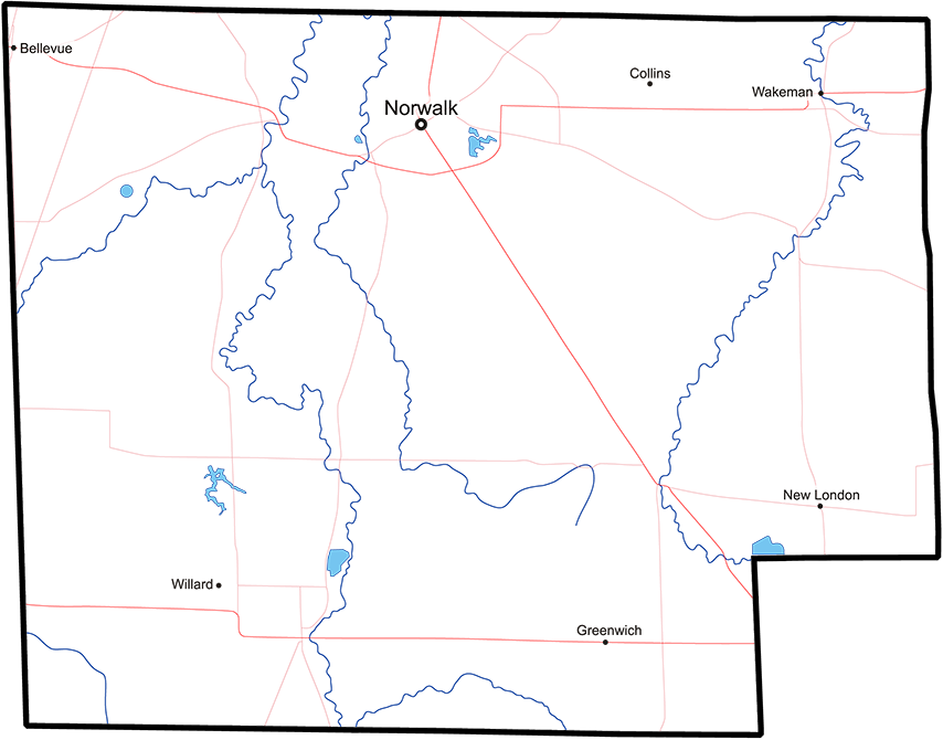 image of Huron County, Ohio map