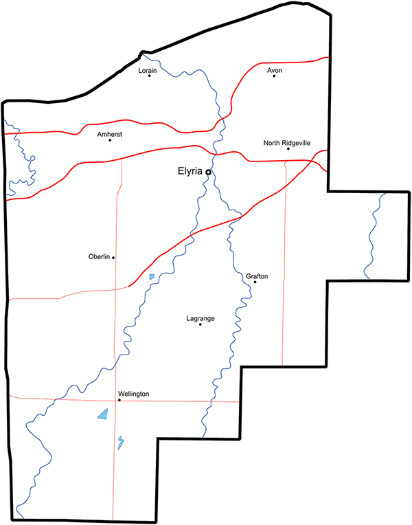 image of Lorain County, Ohio map