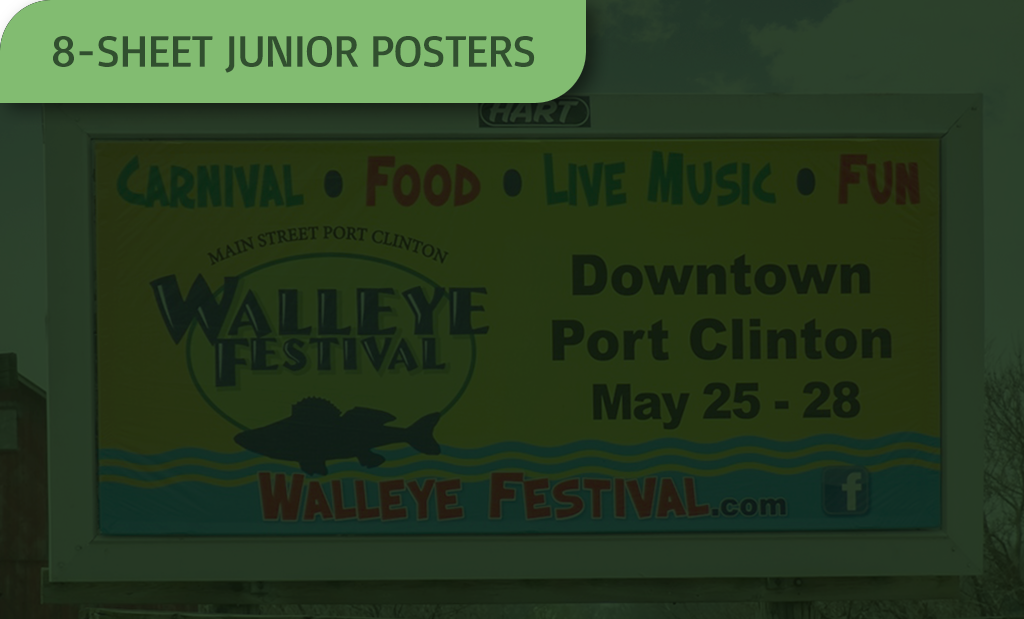 image of an 8-sheet junior poster with a green overlay