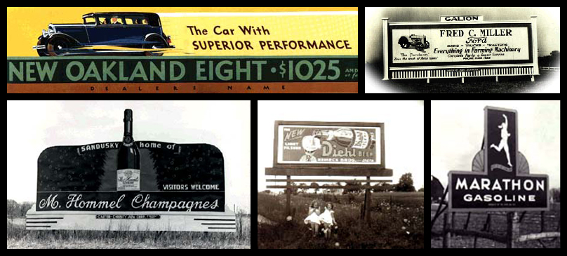 collage of Hart Advertising's historical billboards